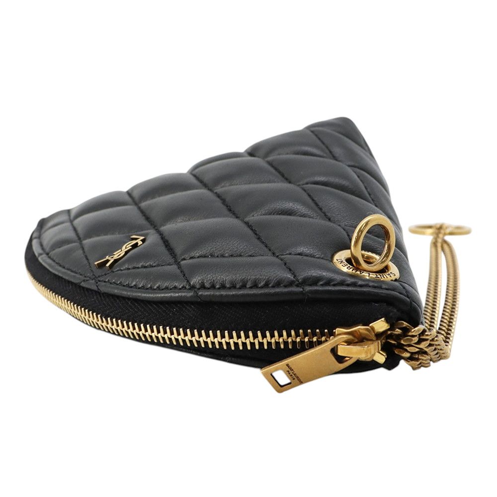 Saint Laurent Paris Coin Purse Sade Lambskin Wallet Black — view 2