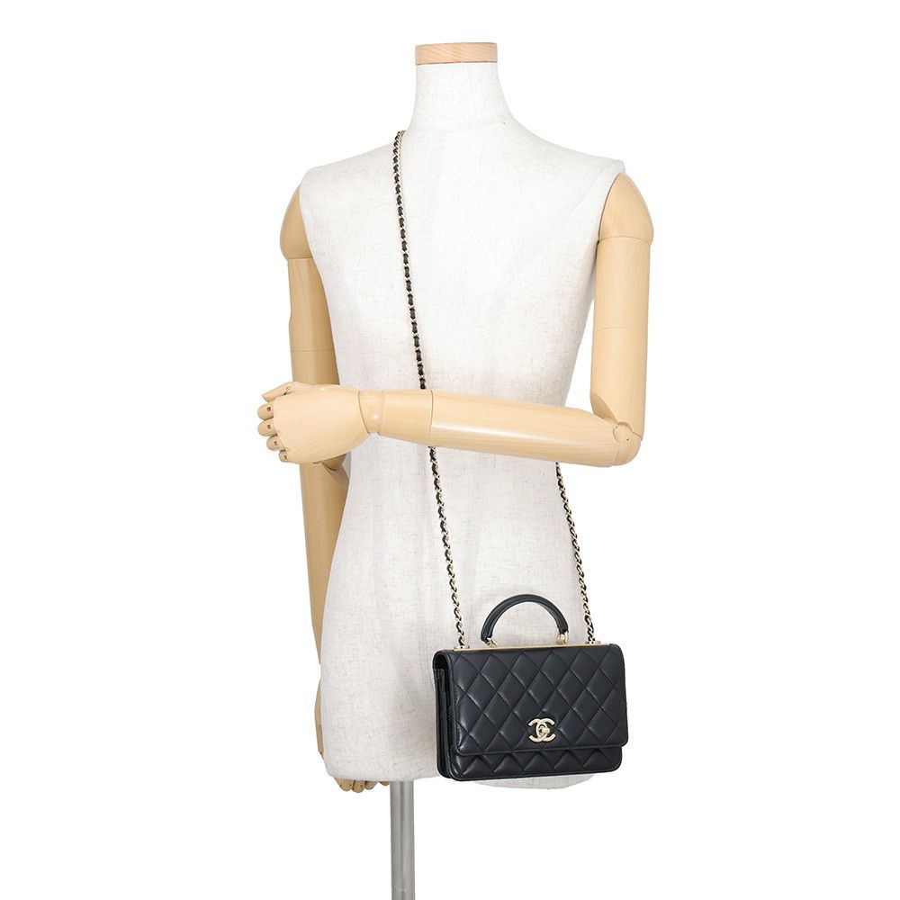 Chanel Chain Wallet Trendy CC Quilted CC Logo Lambskin Black Shoulder Bag — view 4