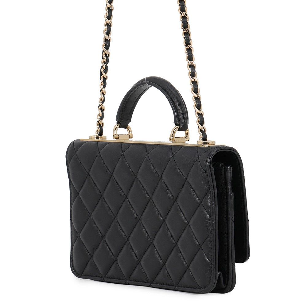Chanel Chain Wallet Trendy CC Quilted CC Logo Lambskin Black Shoulder Bag — view 2
