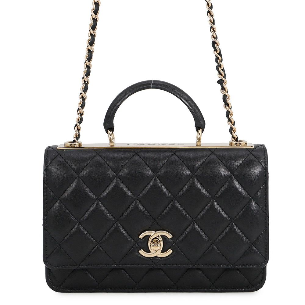 Chanel Chain Wallet Trendy CC Quilted CC Logo Lambskin Black Shoulder Bag