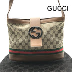 Gucci Interlocking G Sherry Line Obdia Canvas Leather Shoulder Bag Crossbody