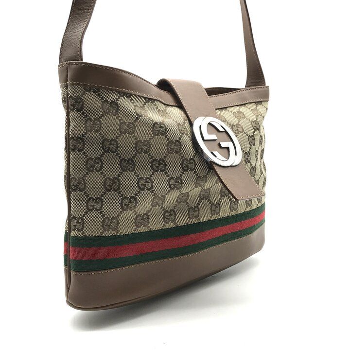 Gucci Interlocking G Sherry Line Obdia Canvas Leather Shoulder Bag Crossbody — view 2