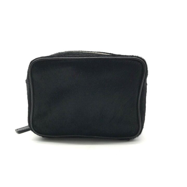 Fendi Calf Hair Mini Vanity Hand Black FF Logo Makeup Pouch — view 4