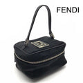 Fendi Calf Hair Mini Vanity Hand Black FF Logo Makeup Pouch