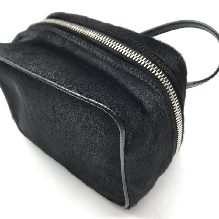 Fendi Calf Hair Mini Vanity Hand Black FF Logo Makeup Pouch — view 6