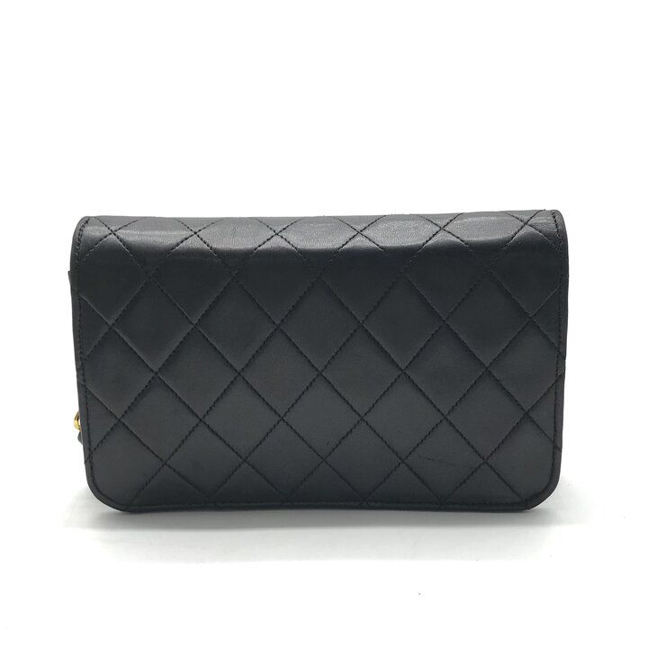 Chanel CC Logo Mini Quilted Lambskin Leather Chain Shoulder Bag Black Push Lock — view 2