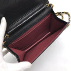 Chanel CC Logo Mini Quilted Lambskin Leather Chain Shoulder Bag Black Push Lock — view 8