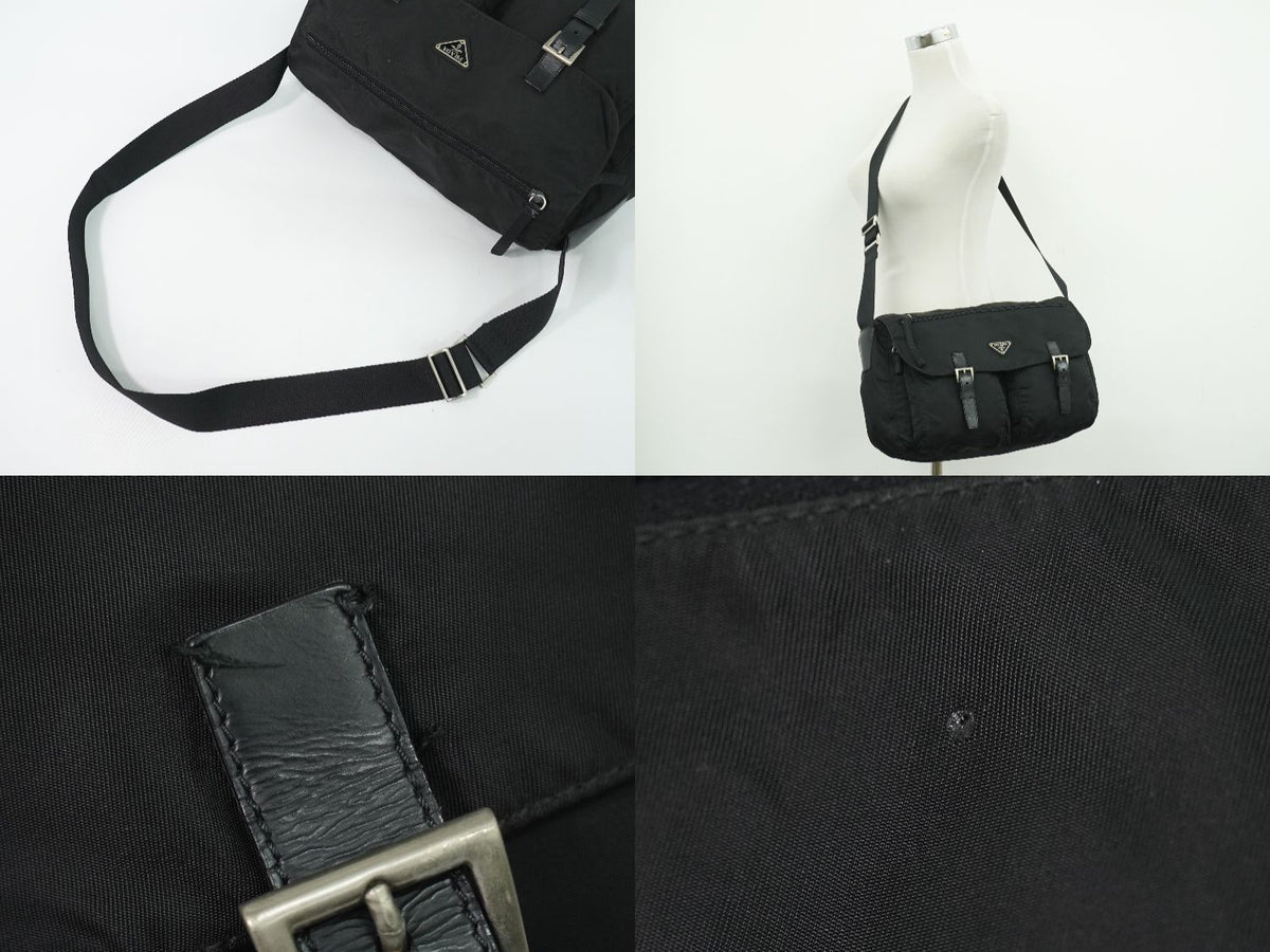 Prada Nylon Shoulder Bag Pochette Black — view 6