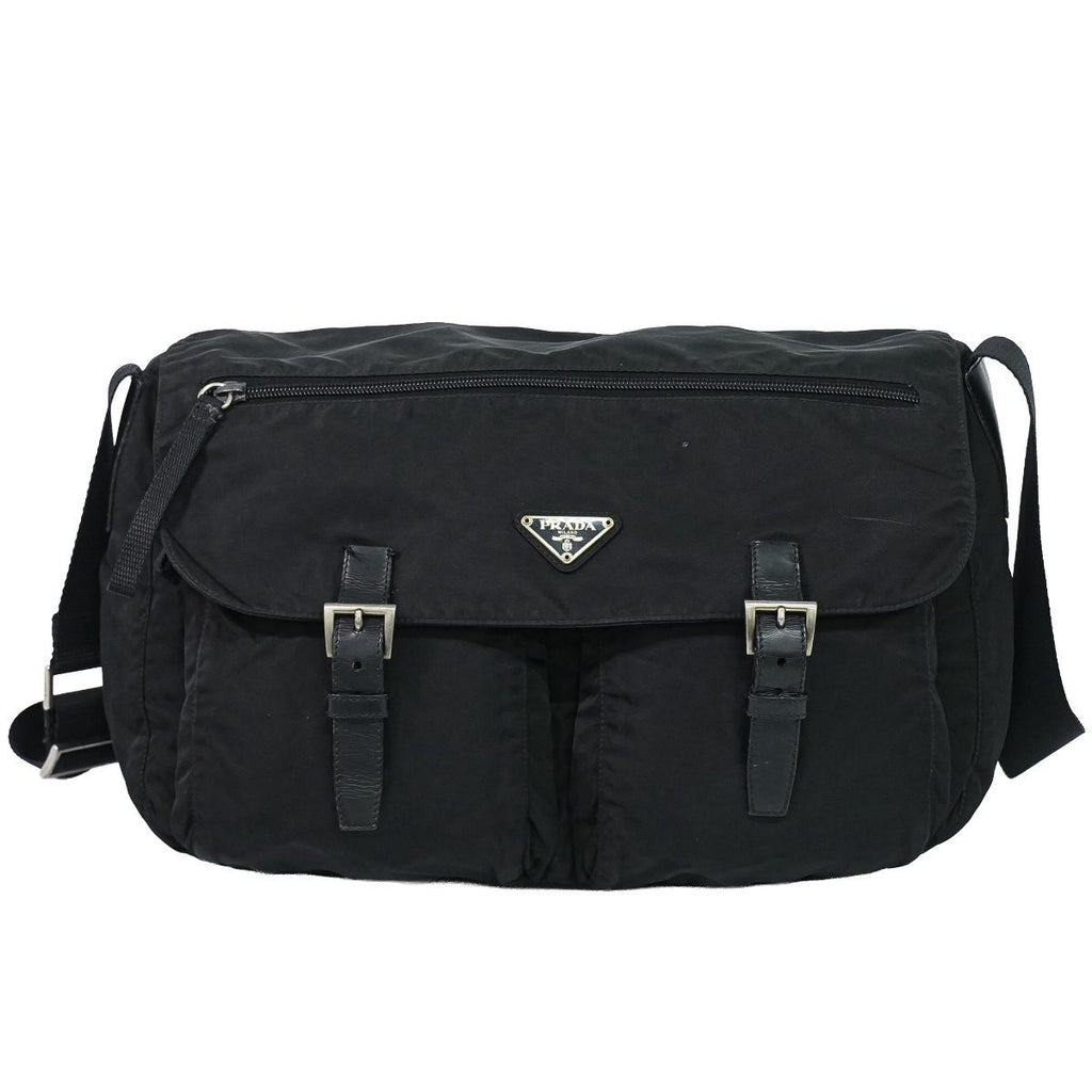 Prada Nylon Shoulder Bag Pochette Black