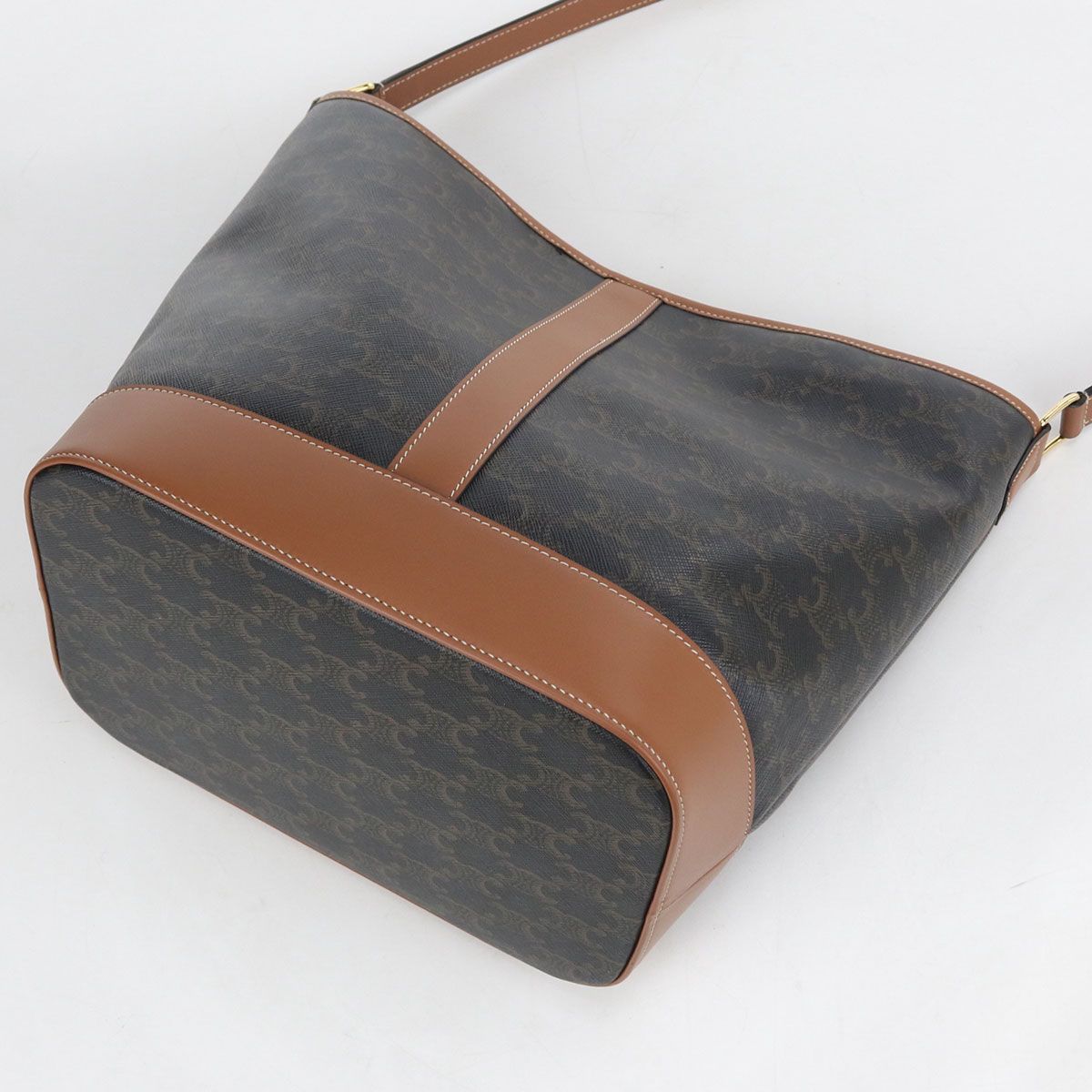 Celine Medium Bucket Triomphe Canvas Shoulder Bag Leather — view 2