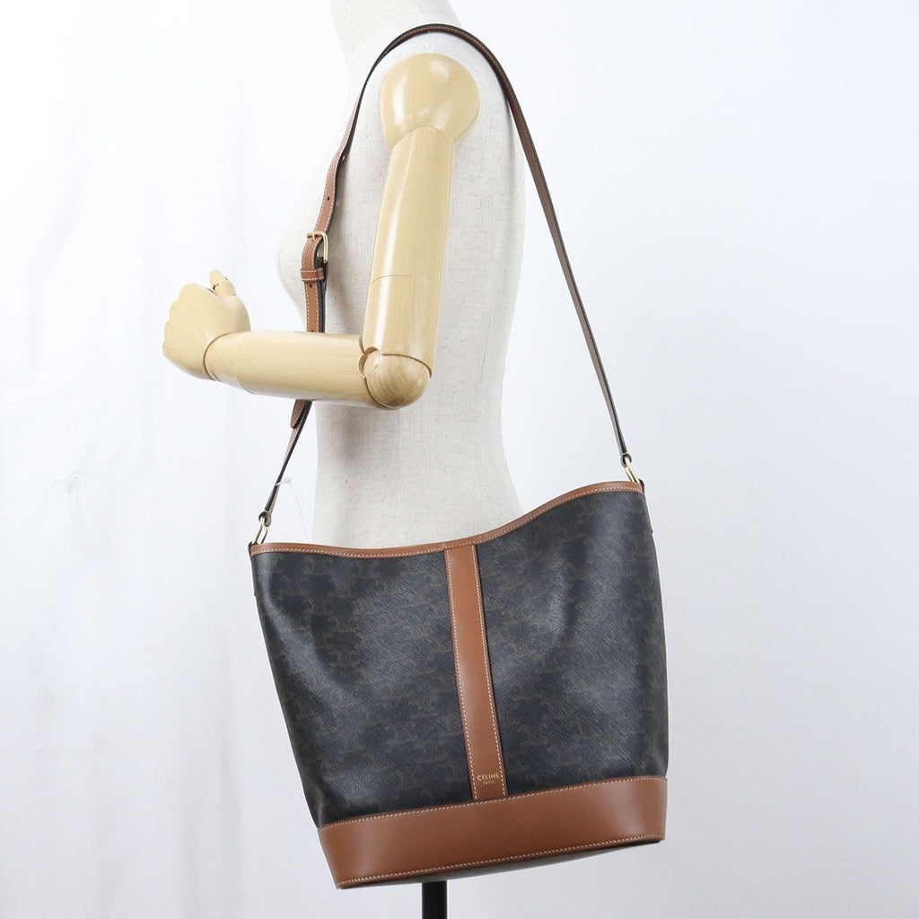 Celine Medium Bucket Triomphe Canvas Shoulder Bag Leather — view 6