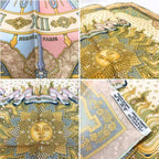 Hermes Carre 45 Gloria Soli Carpe Diem Silk Scarf Yellow Light Blue — view 3