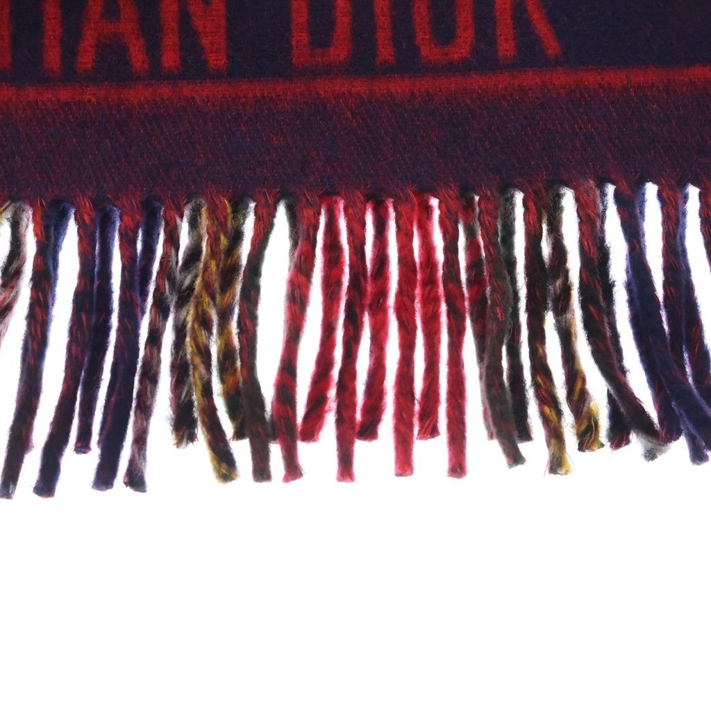 Dior Plaid Fringe Scarf Red Green Wool Shawl — view 4