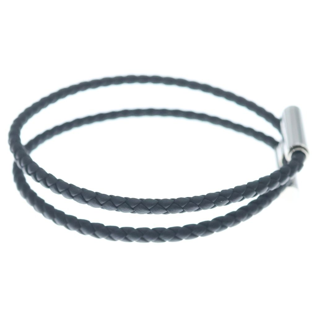 Hermes Tournis Tresse Leather Bracelet Black Silver — view 3