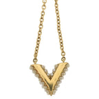Louis Vuitton Collier Essential V Perlee Pendant Chain Gold — view 3