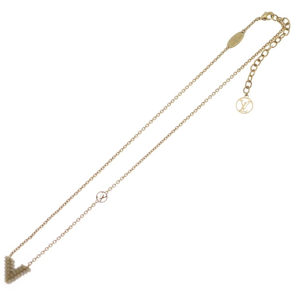 Louis Vuitton Collier Essential V Perlee Pendant Chain Gold — view 2