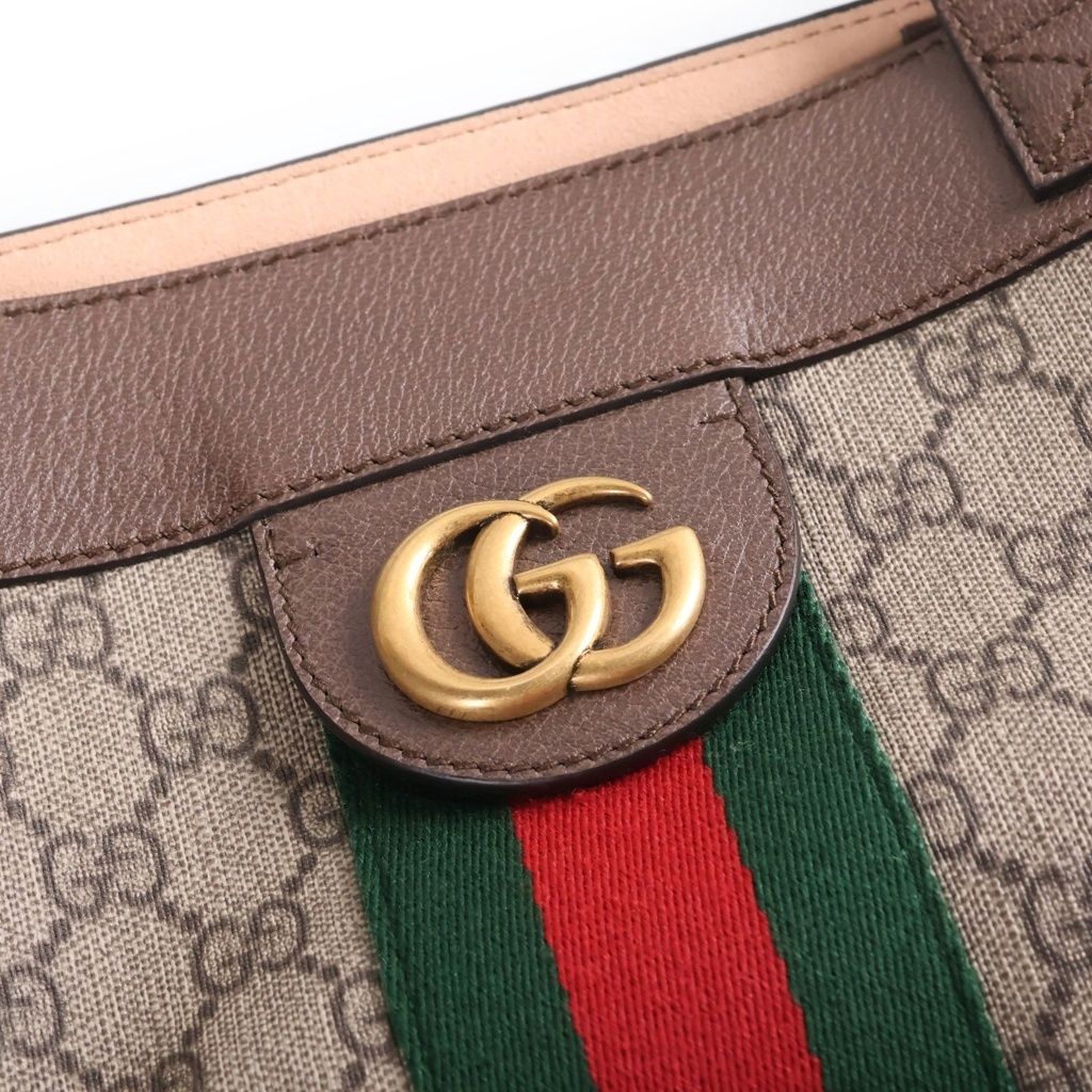 Gucci Ophidia Tote Bag Brown Leather Gold — view 6