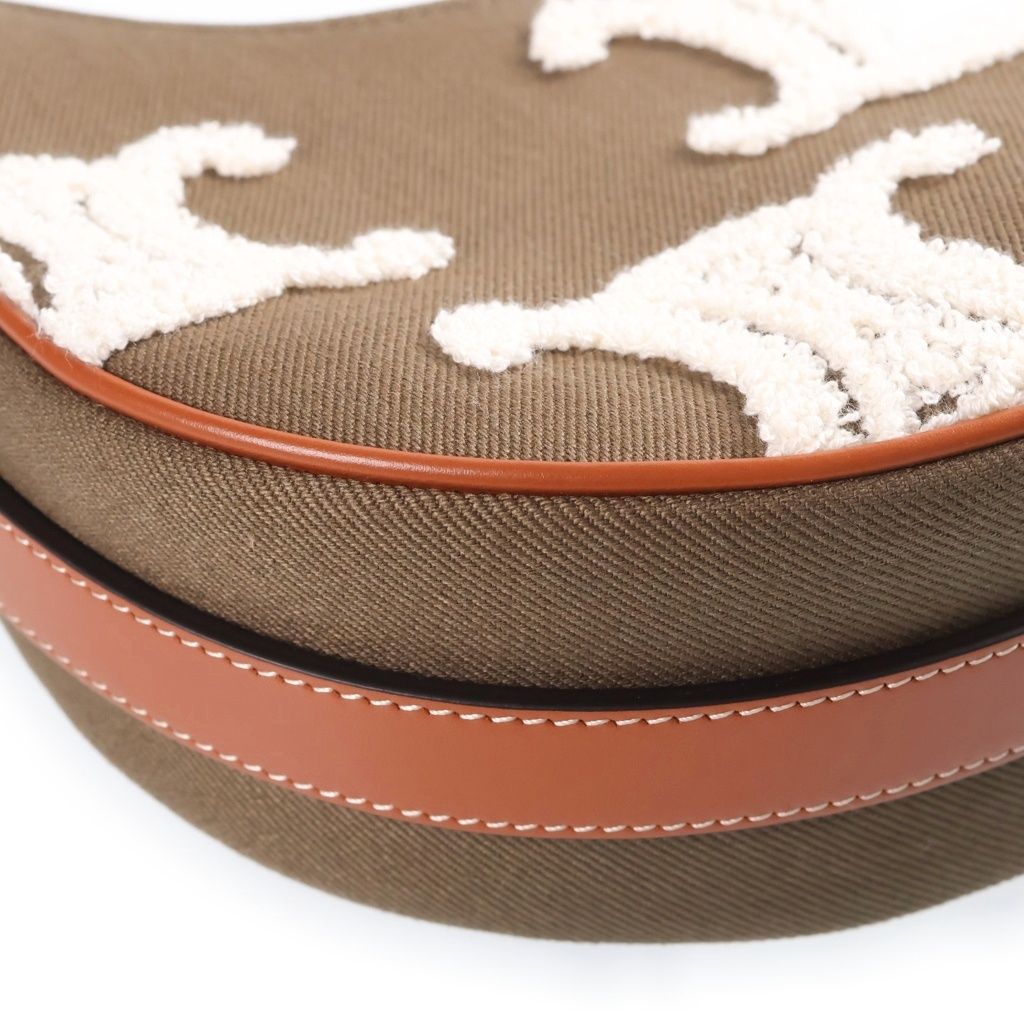 Celine Triomphe Ava Hobo Khaki Canvas Calfskin Gold — view 5