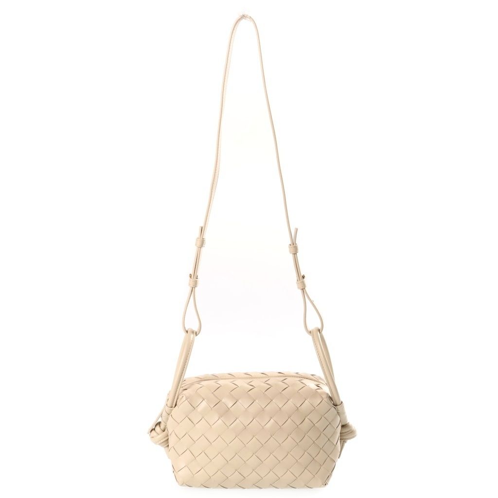 Bottega Veneta Intrecciato Mini Loop Shoulder Bag Ivory Leather Gold