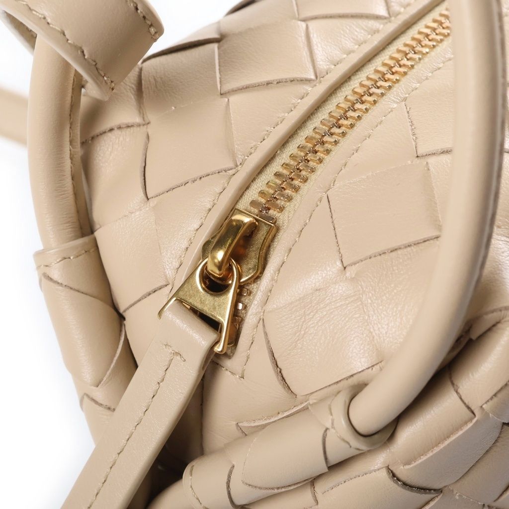 Bottega Veneta Intrecciato Mini Loop Shoulder Bag Ivory Leather Gold — view 6