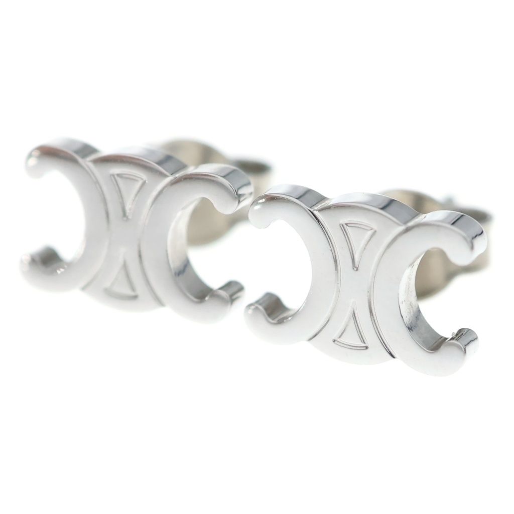 Celine Triomphe Studded Earrings Silver