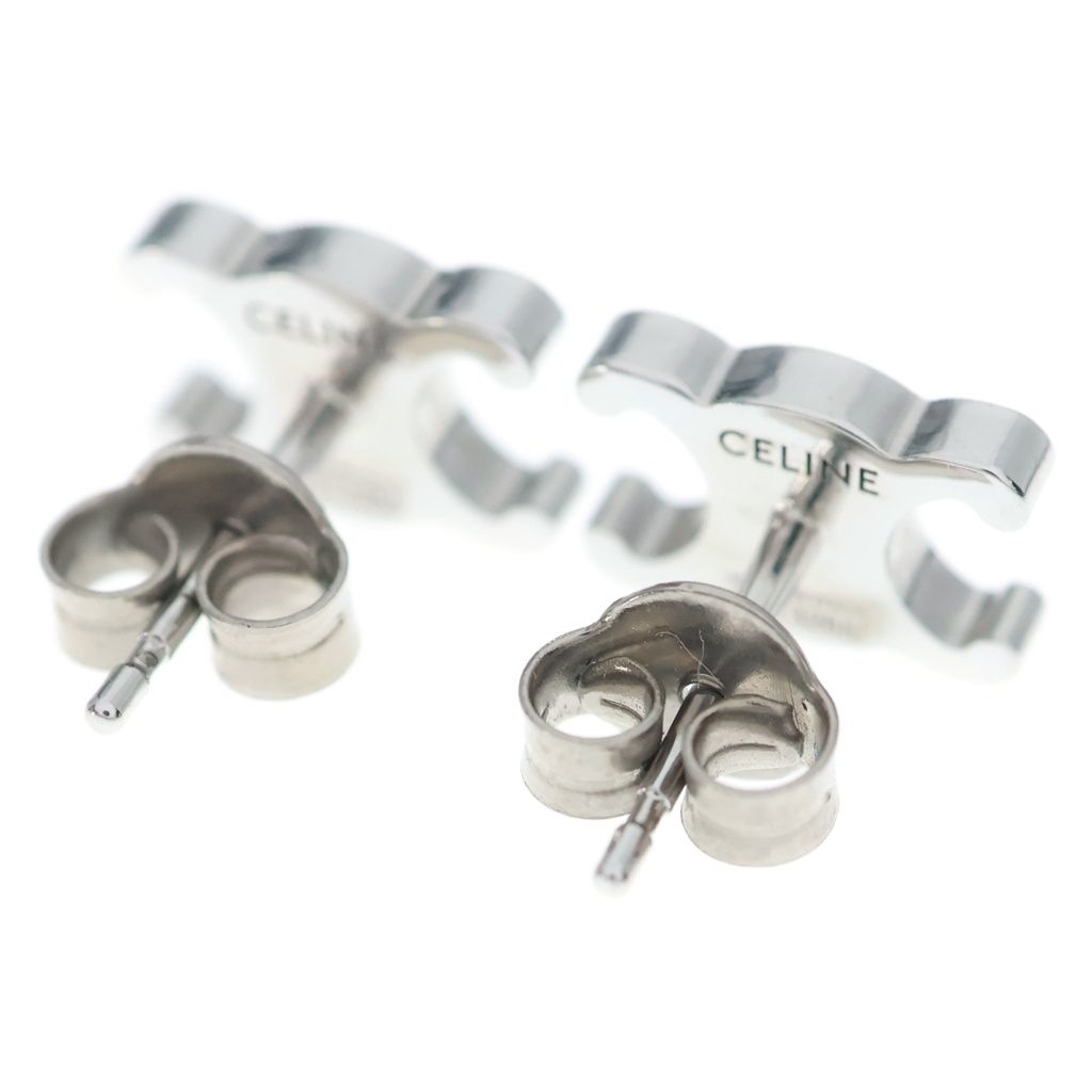 Celine Triomphe Studded Earrings Silver — view 2