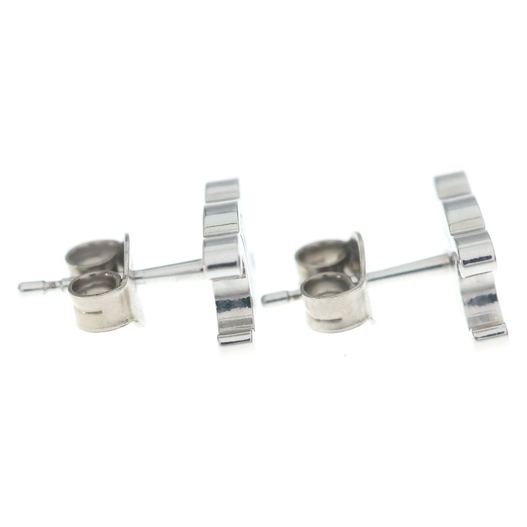 Celine Triomphe Studded Earrings Silver — view 4