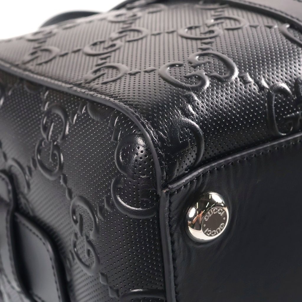 Gucci GG Embossed Leather Hand Tote Bag Silver Black — view 5