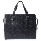 Gucci GG Embossed Leather Hand Tote Bag Silver Black — view 2
