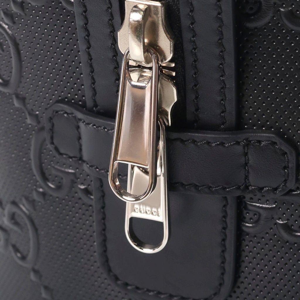 Gucci GG Embossed Leather Hand Tote Bag Silver Black — view 7