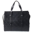 Gucci GG Embossed Leather Hand Tote Bag Silver Black