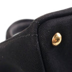 Prada Canapa Canvas 2-Way Hand Shoulder Tote Bag Black Gold — view 5