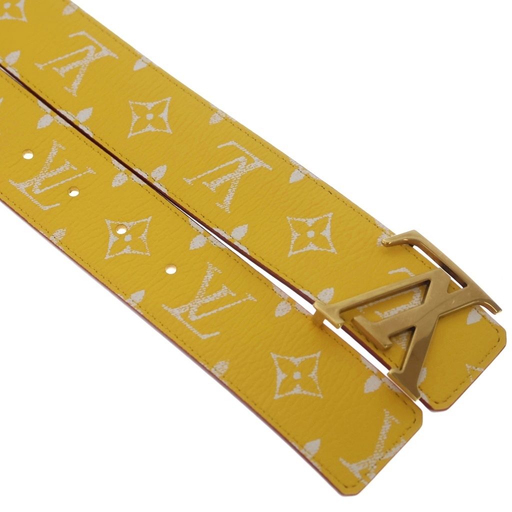 Louis Vuitton Monogram LV Ceinture Leather Belt Yellow Brown 90/36 Gold — view 4
