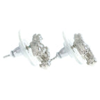 Chanel CC Logo Rhinestone Earrings Silver — view 4