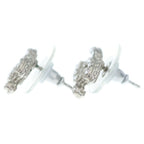 Chanel CC Logo Rhinestone Earrings Silver — view 3