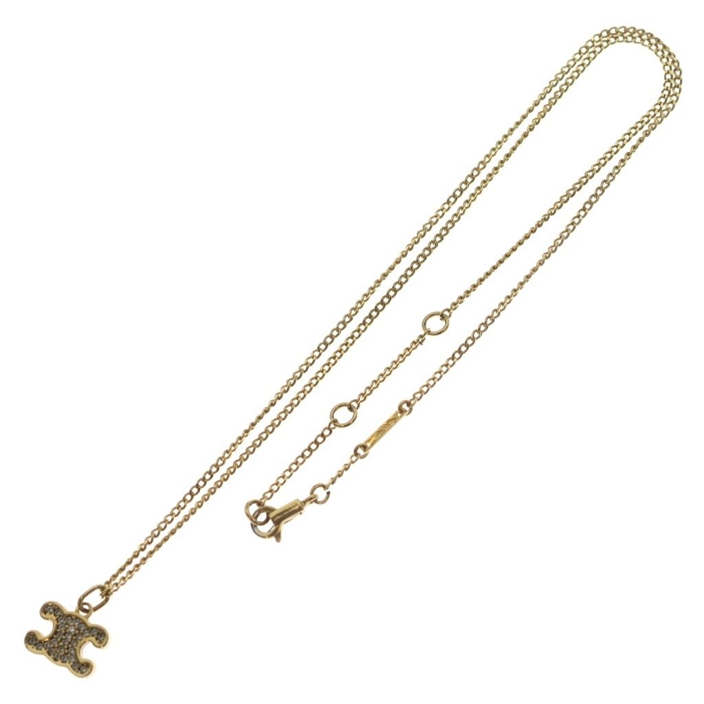 Celine Triomphe Rhinestone Pendant Chain Gold — view 2