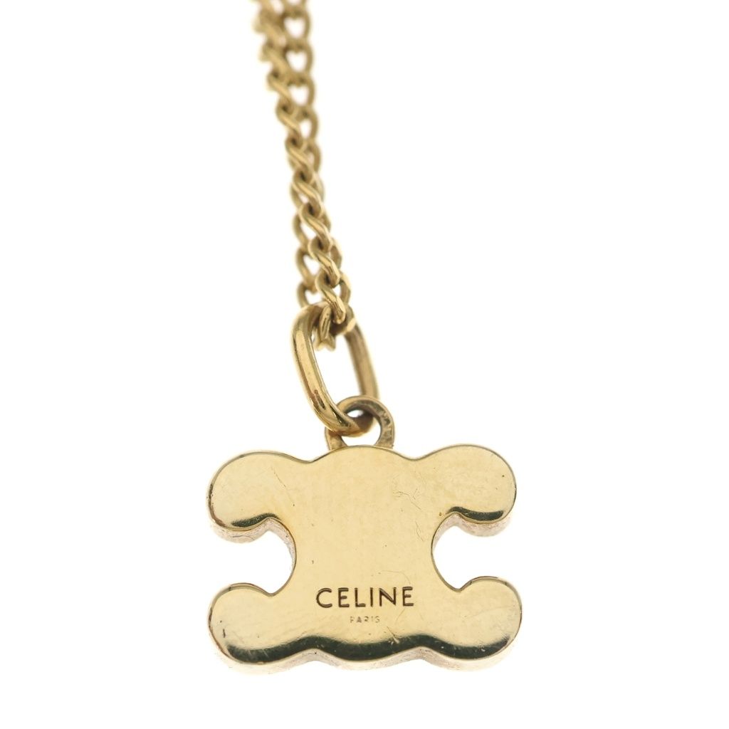 Celine Triomphe Rhinestone Pendant Chain Gold — view 3