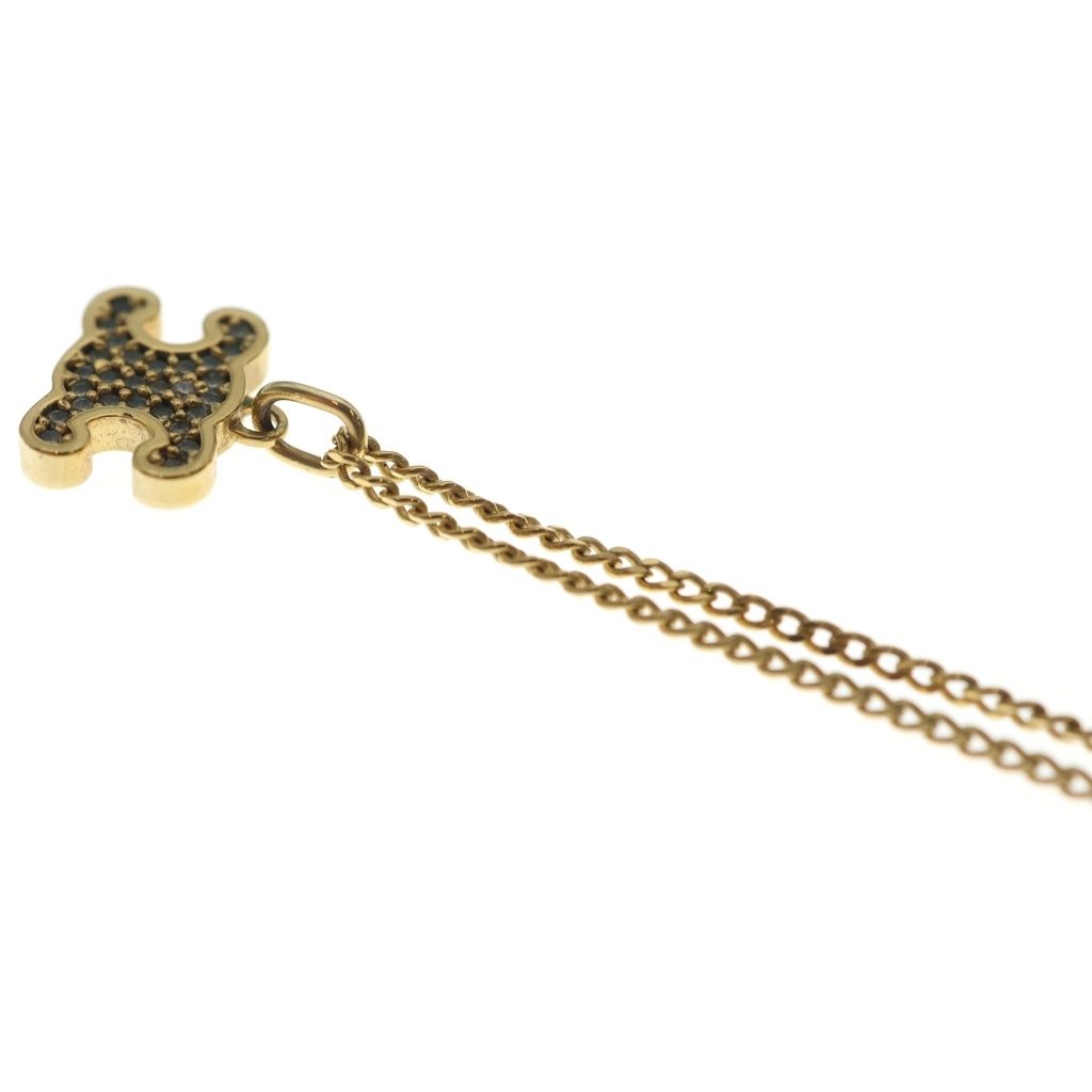 Celine Triomphe Rhinestone Pendant Chain Gold — view 5