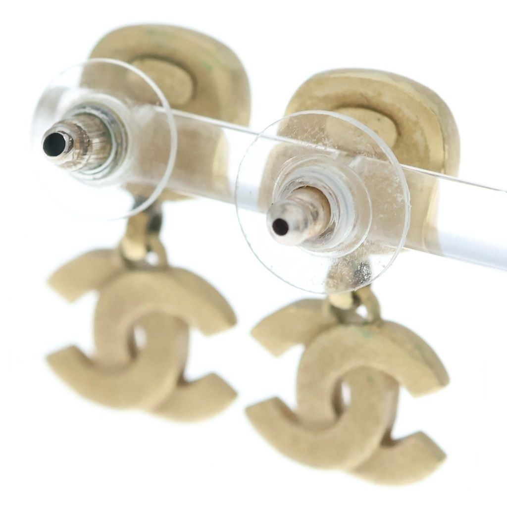 Chanel CC Logo Motif Earrings Black Gold 02A — view 2
