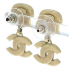 Chanel CC Logo Motif Earrings Black Gold 02A — view 2