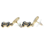 Chanel CC Logo Motif Earrings Black Gold 02A — view 3