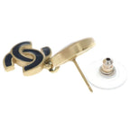 Chanel CC Logo Motif Earrings Black Gold 02A — view 5