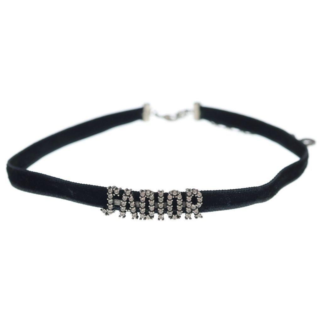 Dior Jadore CD Logo Choker Black Silver Necklace