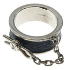 Louis Vuitton Monogram Eclipse Pin Lock Ring Bague Pinlock Black Silver — view 6