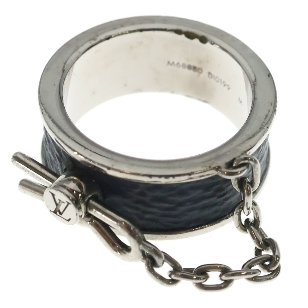 Louis Vuitton Monogram Eclipse Pin Lock Ring Bague Pinlock Black Silver — view 6