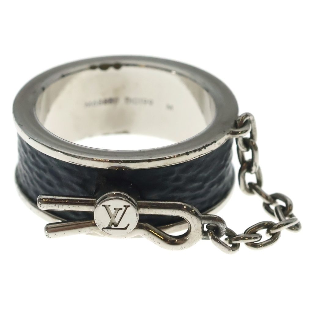 Louis Vuitton Monogram Eclipse Pin Lock Ring Bague Pinlock Black Silver
