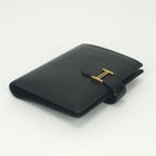Hermes Bearn Compact Wallet Bifold Mini Box Calf Noir Black Gold — view 4