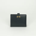 Hermes Bearn Compact Wallet Bifold Mini Box Calf Noir Black Gold