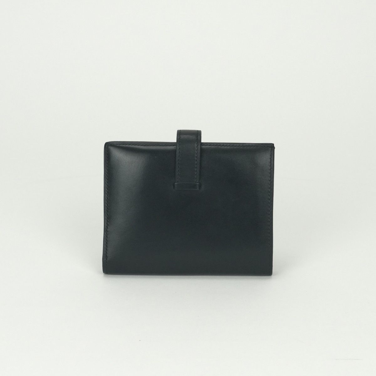 Hermes Bearn Compact Wallet Bifold Mini Box Calf Noir Black Gold — view 2