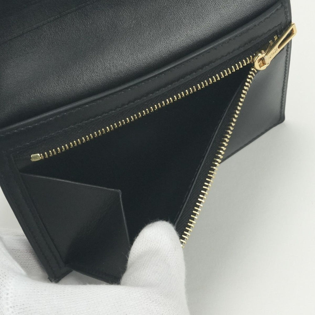 Hermes Bearn Compact Wallet Bifold Mini Box Calf Noir Black Gold — view 7